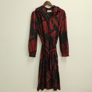 Herman Marcus Womens Long Sleeve Belted Dress Size XL* Button Front Pleated